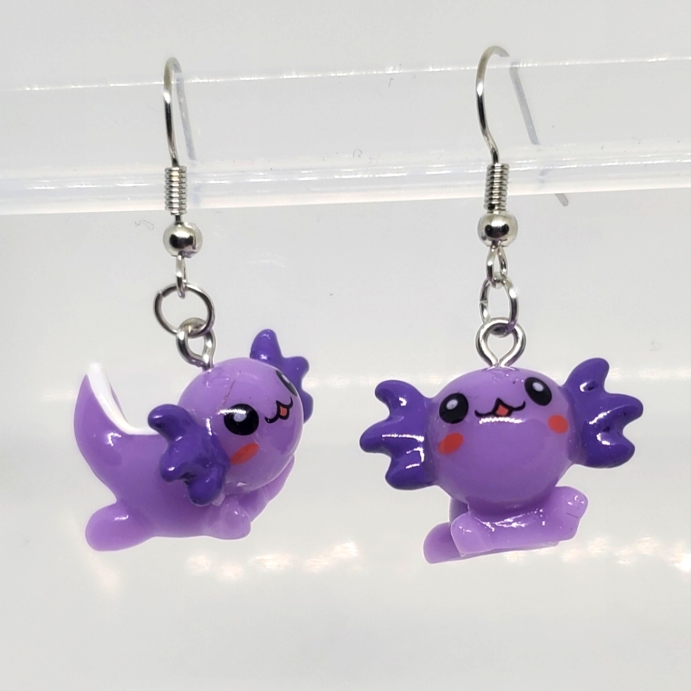 7/$10 Resin Axolotl Earrings, New